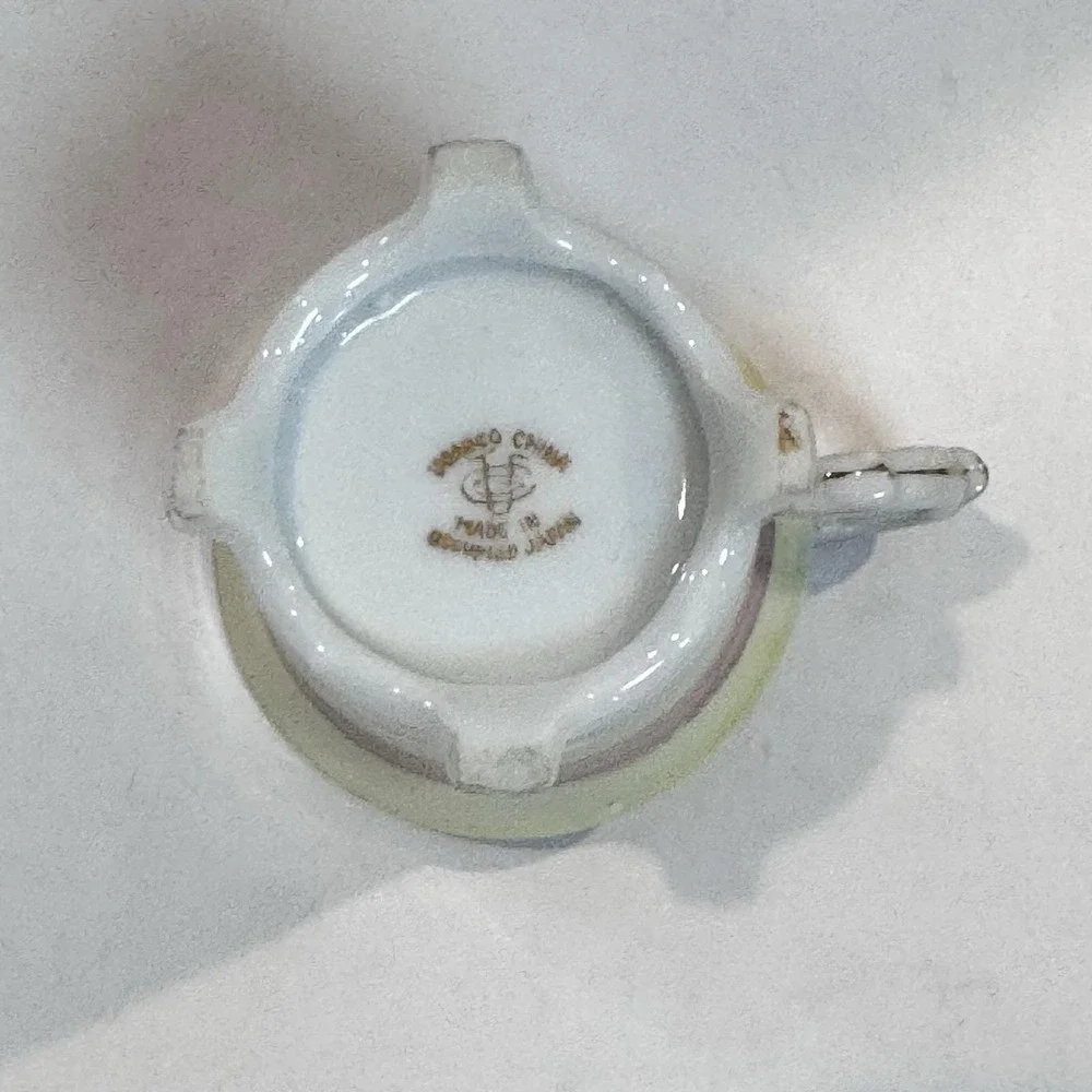 Vintage Ucagco Occupied Japan‎ Demitasse Espresso Cup Ornate Handle Pink & Gold